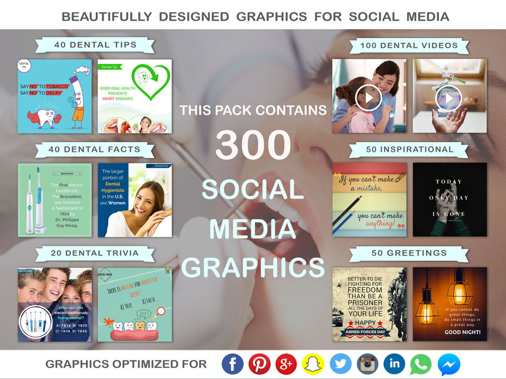 Dental Social Media Posts Pro Pack ( 300 Ready to Use Graphics)
