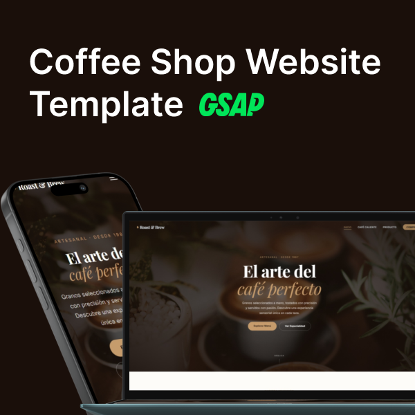 Coffee Shop Website Template con animaciones GSAP