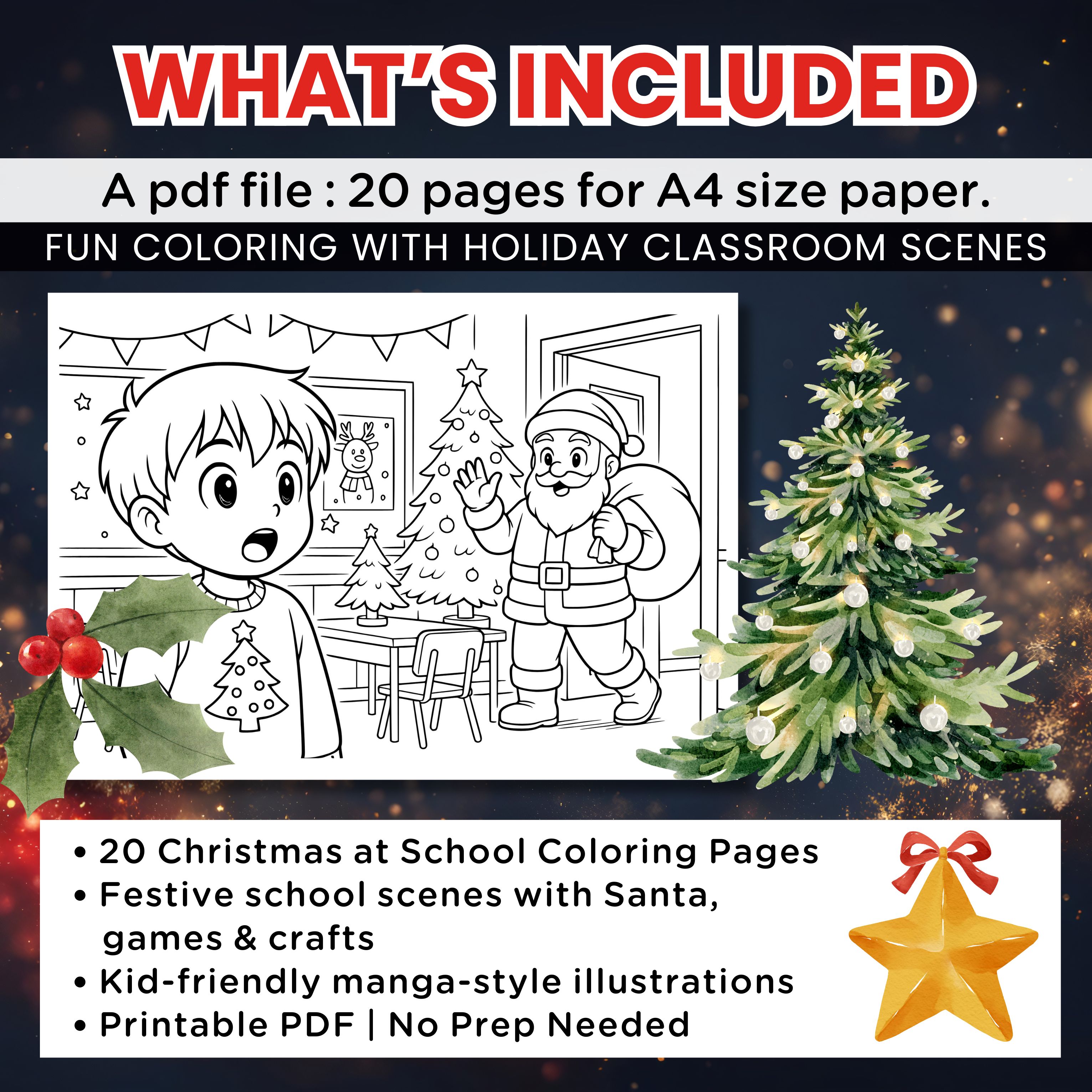 Christmas at School Coloring Pages for Kids | 20 Holiday Classroom ...