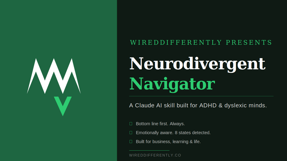Neurodivergent Navigator AI Skill for ADHD and dyslexic minds — product cover.
