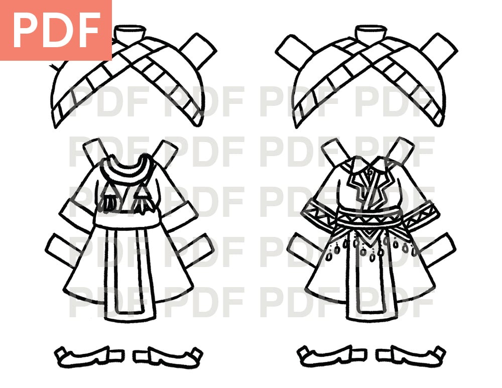 Coloring Set - Hmong Girls (PDF)