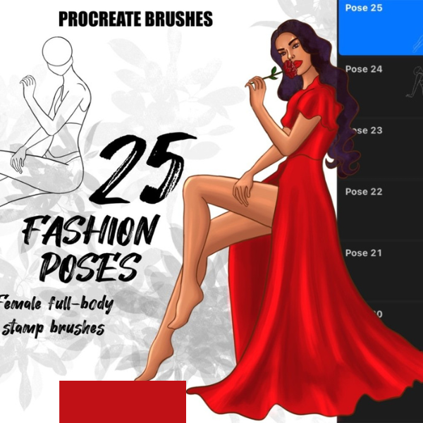 Fashion bodyposes stamps Procreate by Ansa Talib
