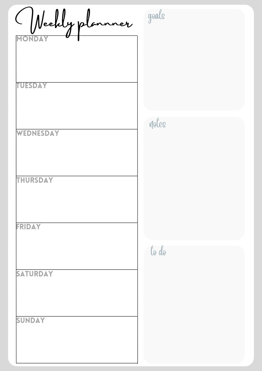 Weekly planner