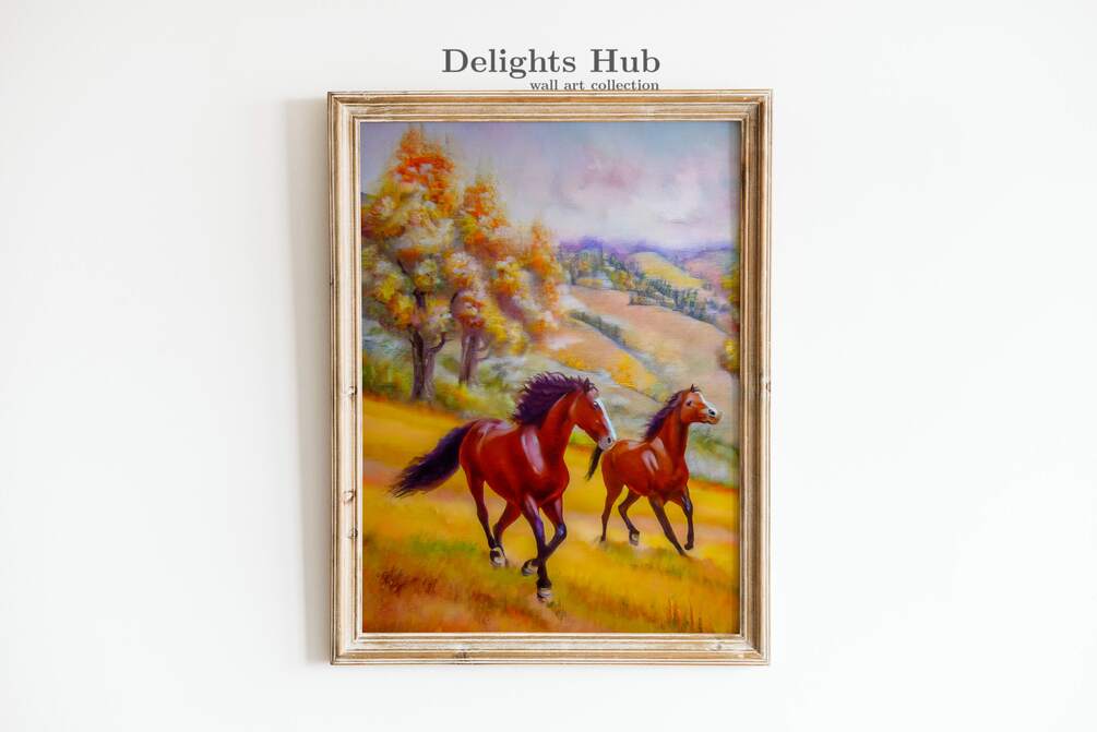 vintage-painting-autumn-landscape-horses-digital-prints-wall-art