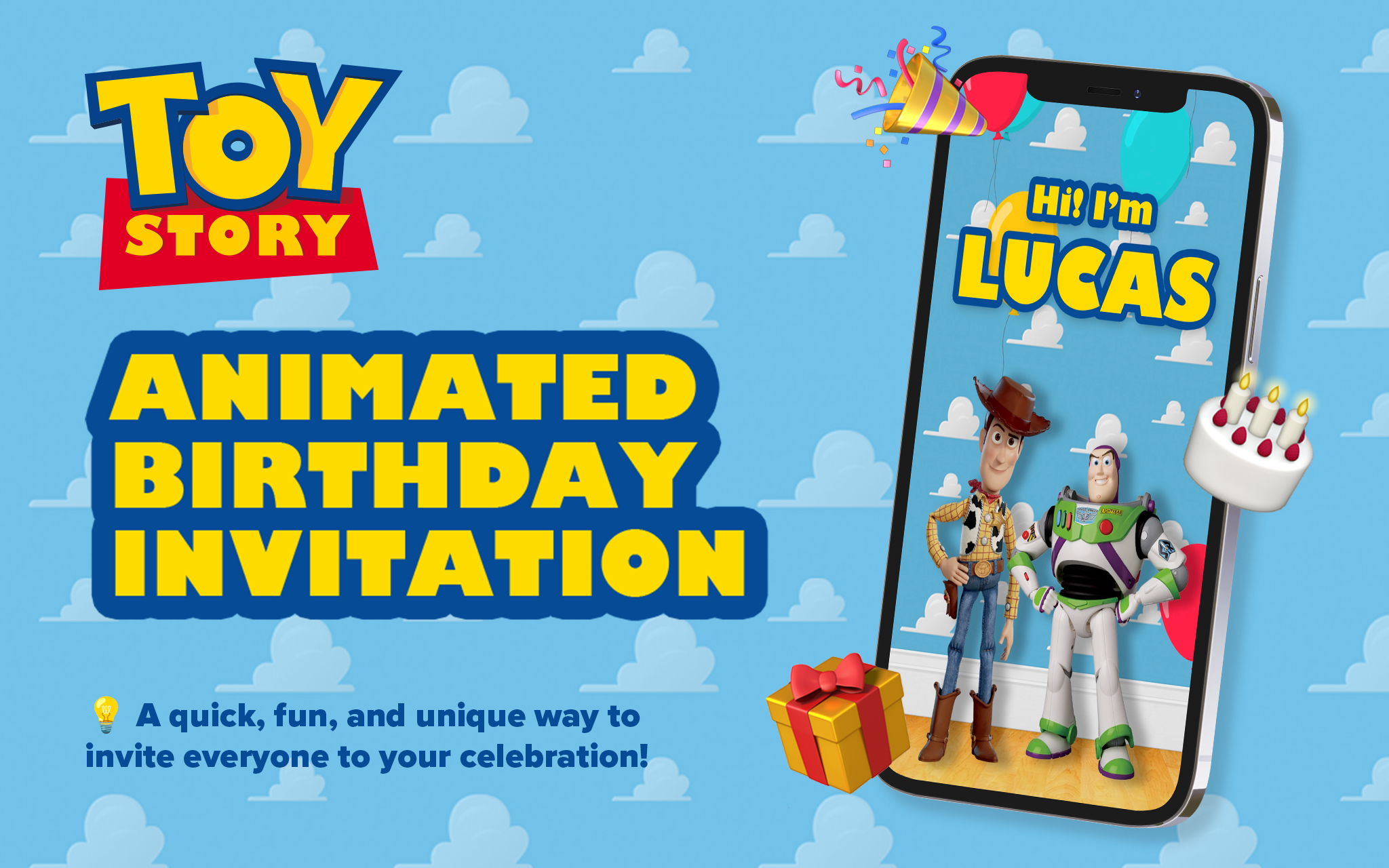 Personalized animated Toy Story birthday invitation 🎂