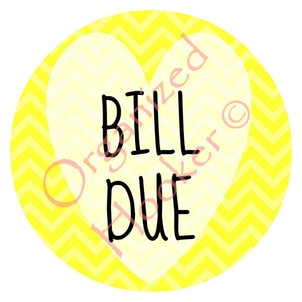 BILL DUE in YELLOW Printable Planner Stickers — Digital Download
