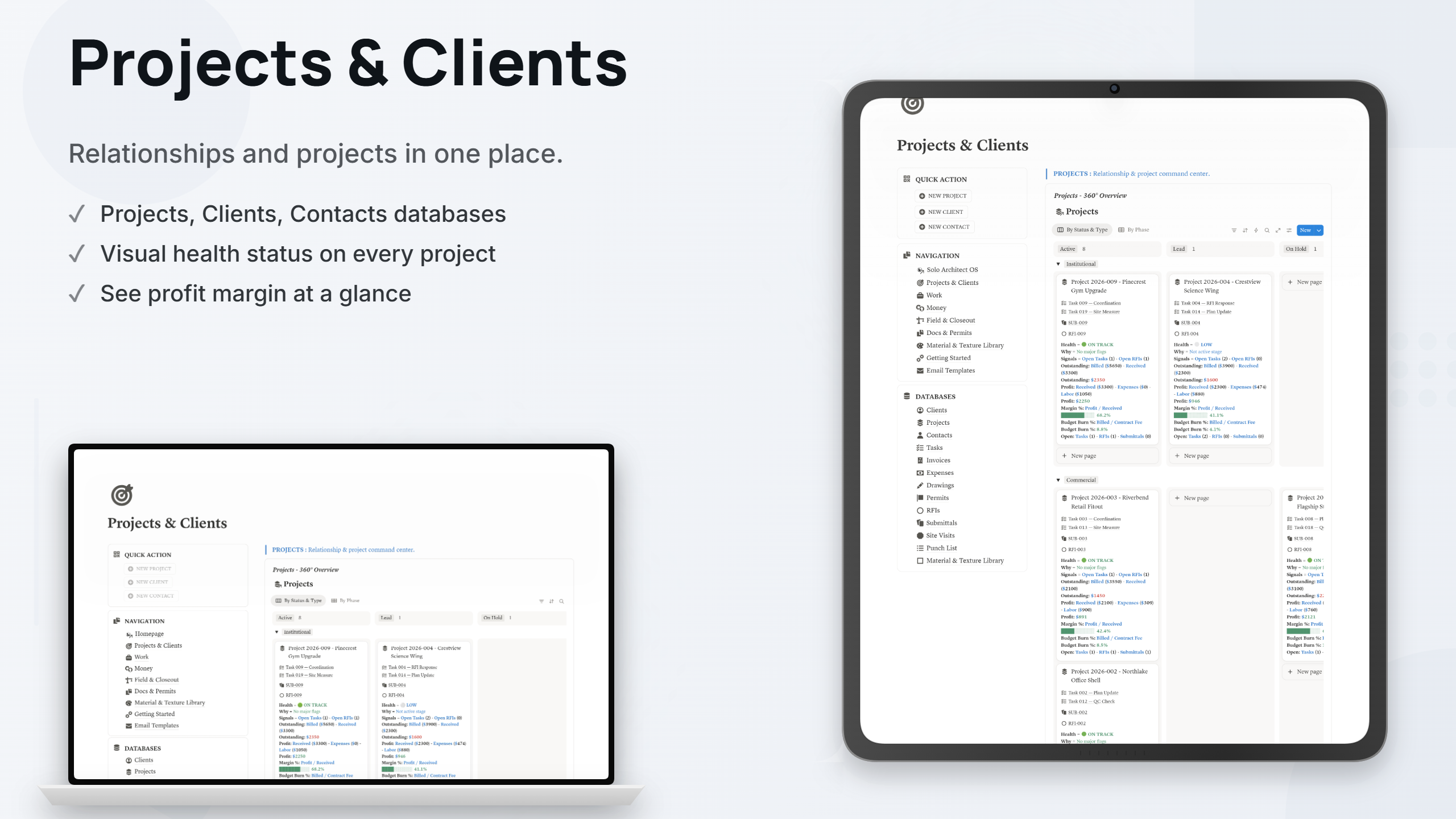 Architect OS - Practice, Projects & RFI Tracker - view 1