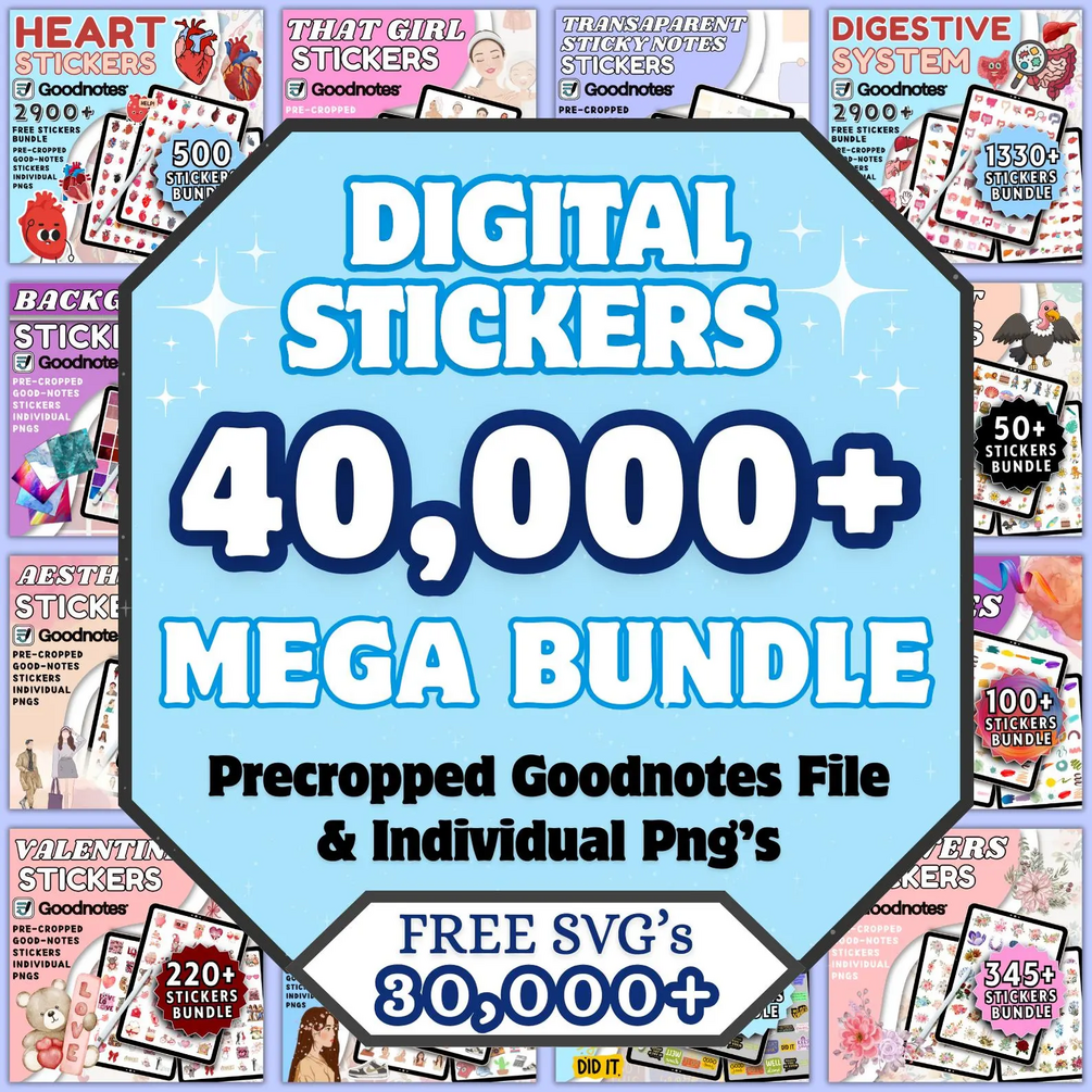 Digital Planner Stickers Mega Bundle - 40,000 and GoodNotes - 30000 free Svg