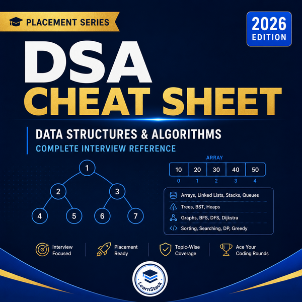 DSA Cheat Sheet — Complete Data Structures & Algorithms Interview Reference cover