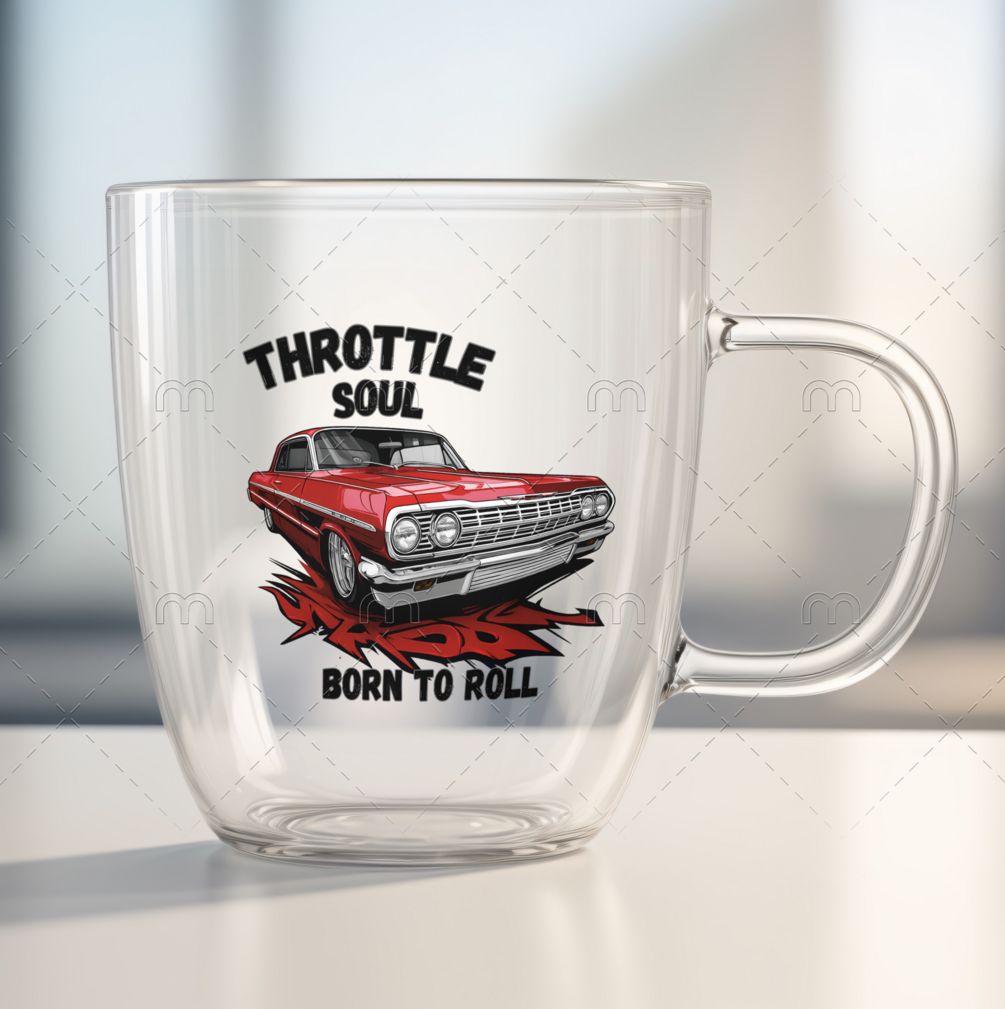 Classic Red Lowrider Car Art – Retro Graffiti Style Muscle Car Illustration