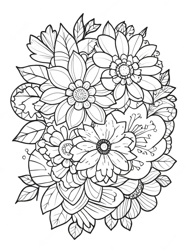 FLORAL TRANQUILITY:COLORING PAGES