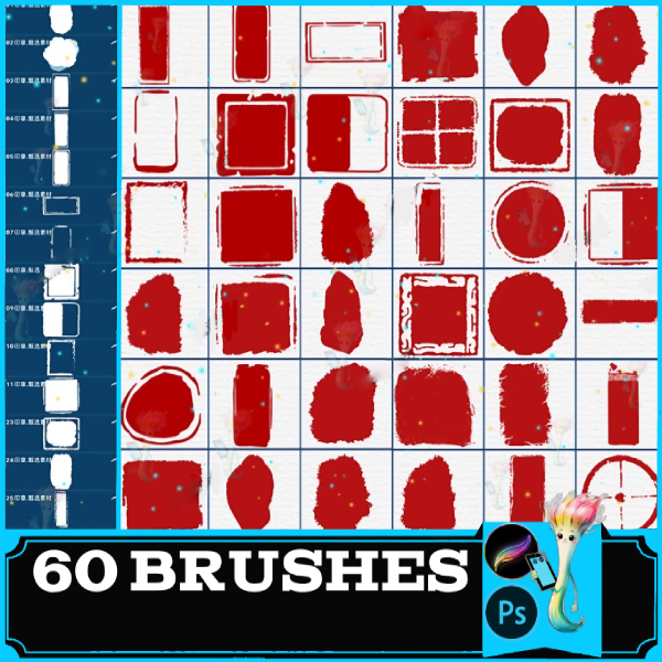 procreate brush ps brush Chinese seal personality signature ancient style traditional seal border text frame,Traditional Chinese Seal Stamps by best procreate brushes