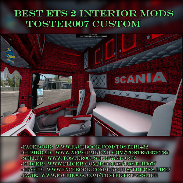 Interior Scania S/R Next Gen RED ETS 2 #27 by Toster007