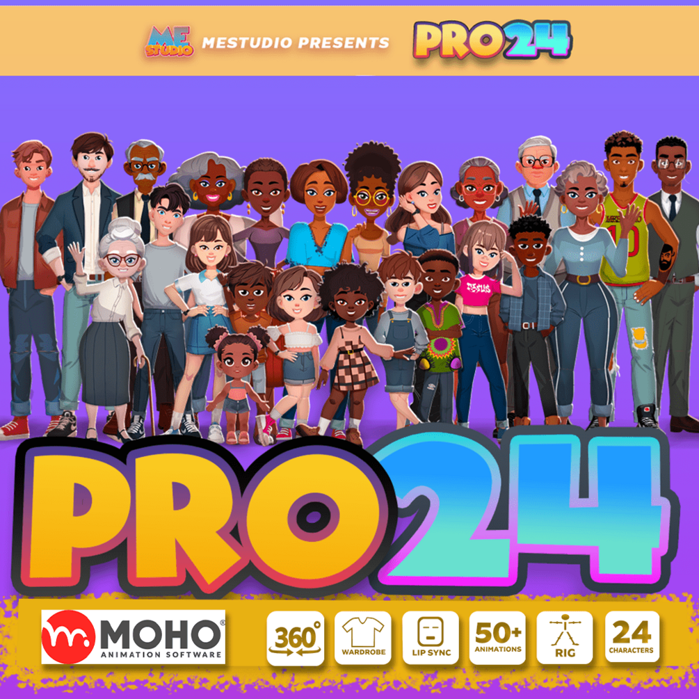 24 rigged Moho characters lineup — Pro 24 by ME STUDIO