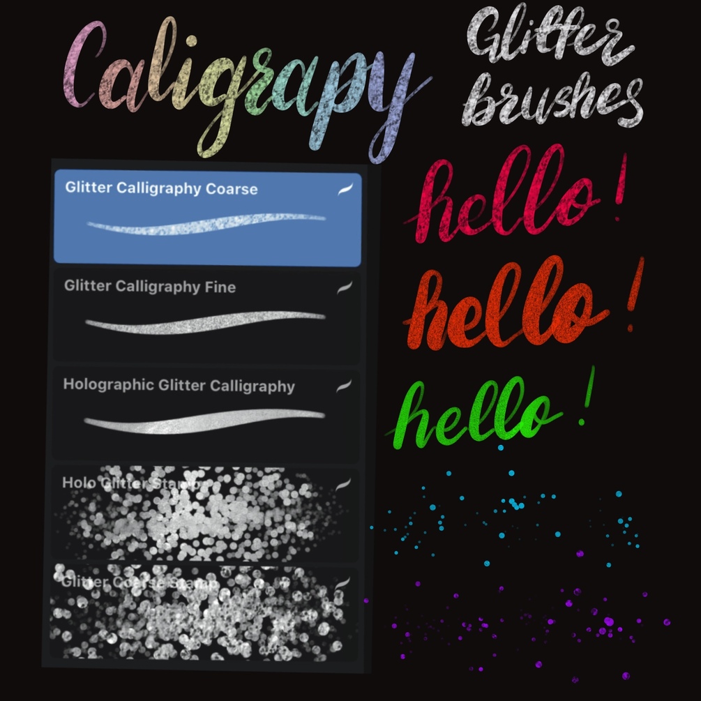 Glitter Calligraphy Brush Set with Stamp