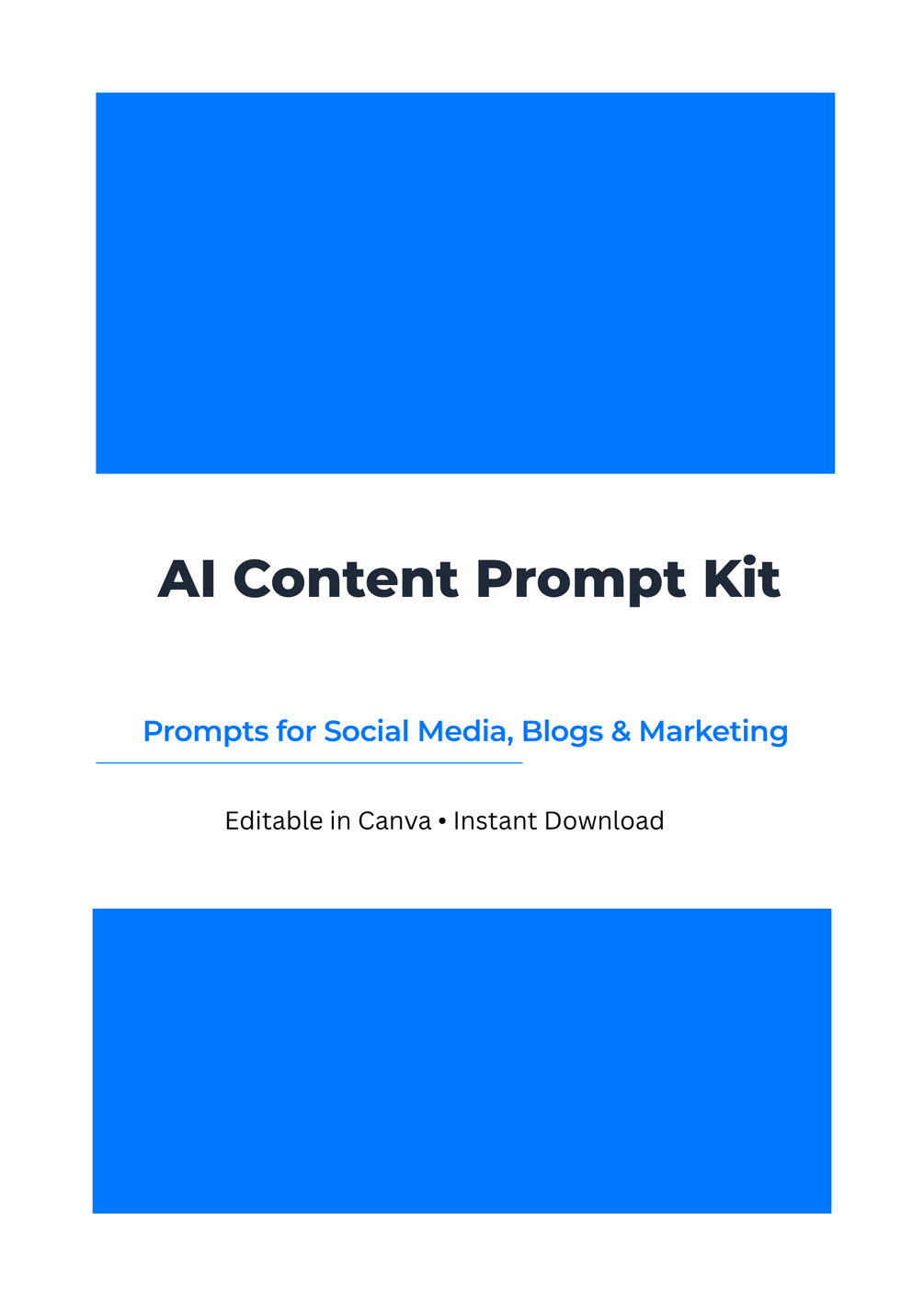 AI Content Prompt Kit – 50+ Prompts for Social Media, Blogs & Marketing (Editable in Canva)