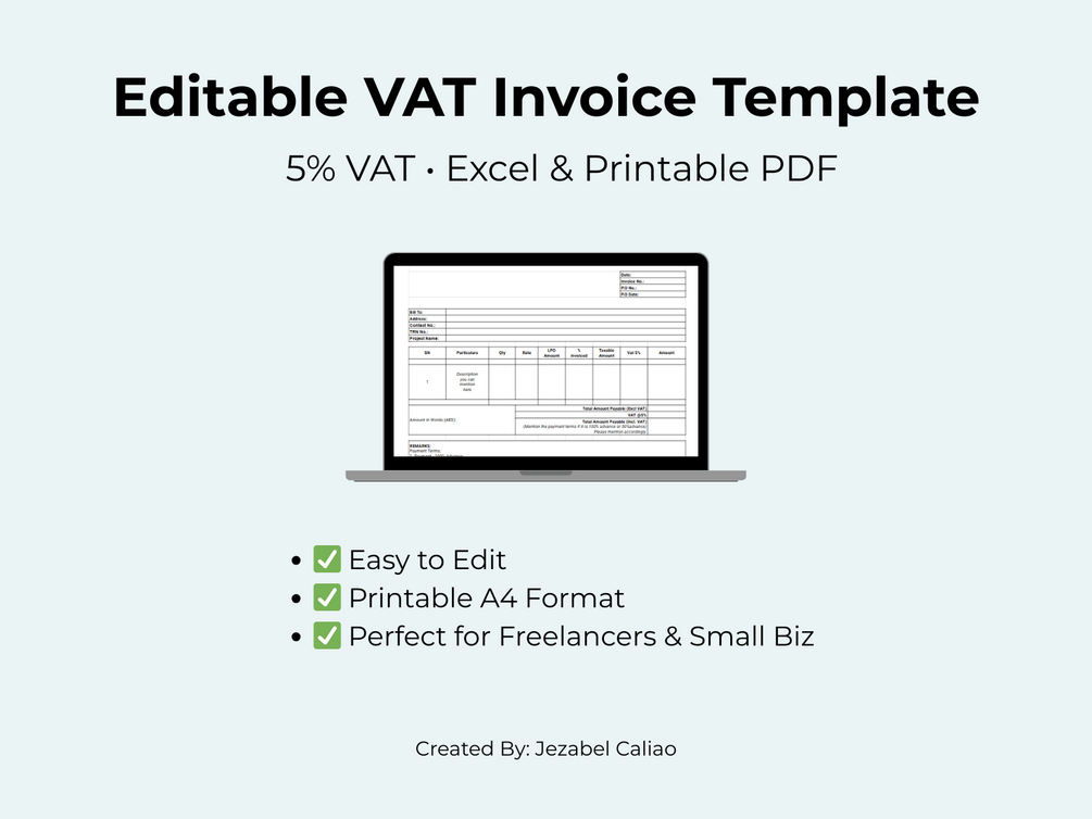 Editable VAT Invoice Template