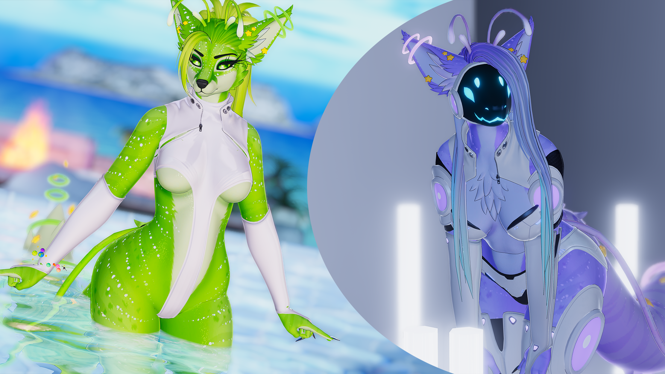 Nebula the Foxigen - Vrchat Furry Avatar - Facetracking - PC + QUEST thumbnail 4