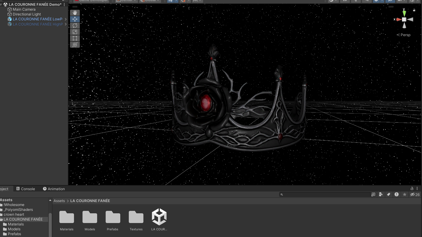 LA COURONNE FANÉE worn on a VRChat avatar in a gothic setting