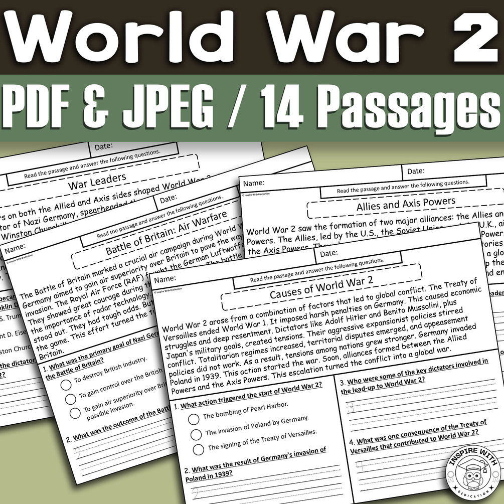 World War 2 Reading Comprehension Passages with Questions | Grades 5-7