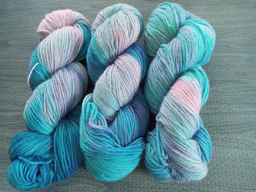 Variegated Sport Weight Yarn (100 NonSuperwash Peruvian Highland Wool) Hand dyed in Blues and