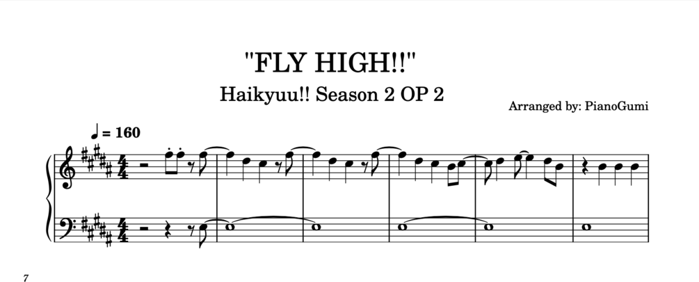 Gt&Vo - FLY HIGH!! (Haikyuu!! Season 2 OP 2 - For Piano Solo) Sheets by poon