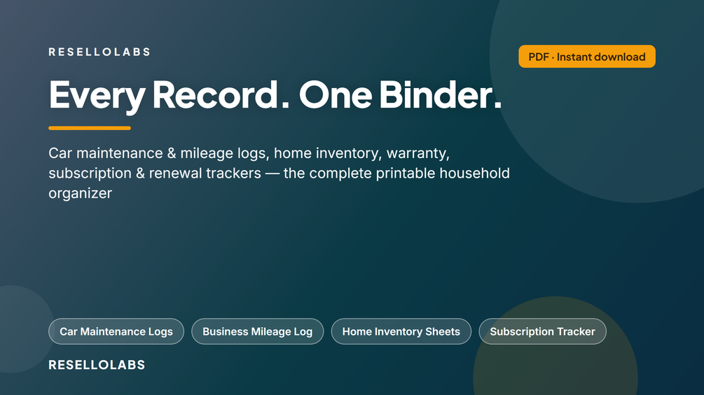 Look inside Car Maintenance Log & Home Records Organizer (Printable) — real pages