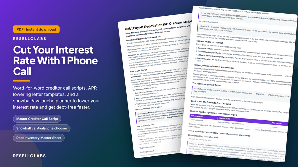 Debt Payoff Negotiation Kit: Creditor Scripts & Planner cover