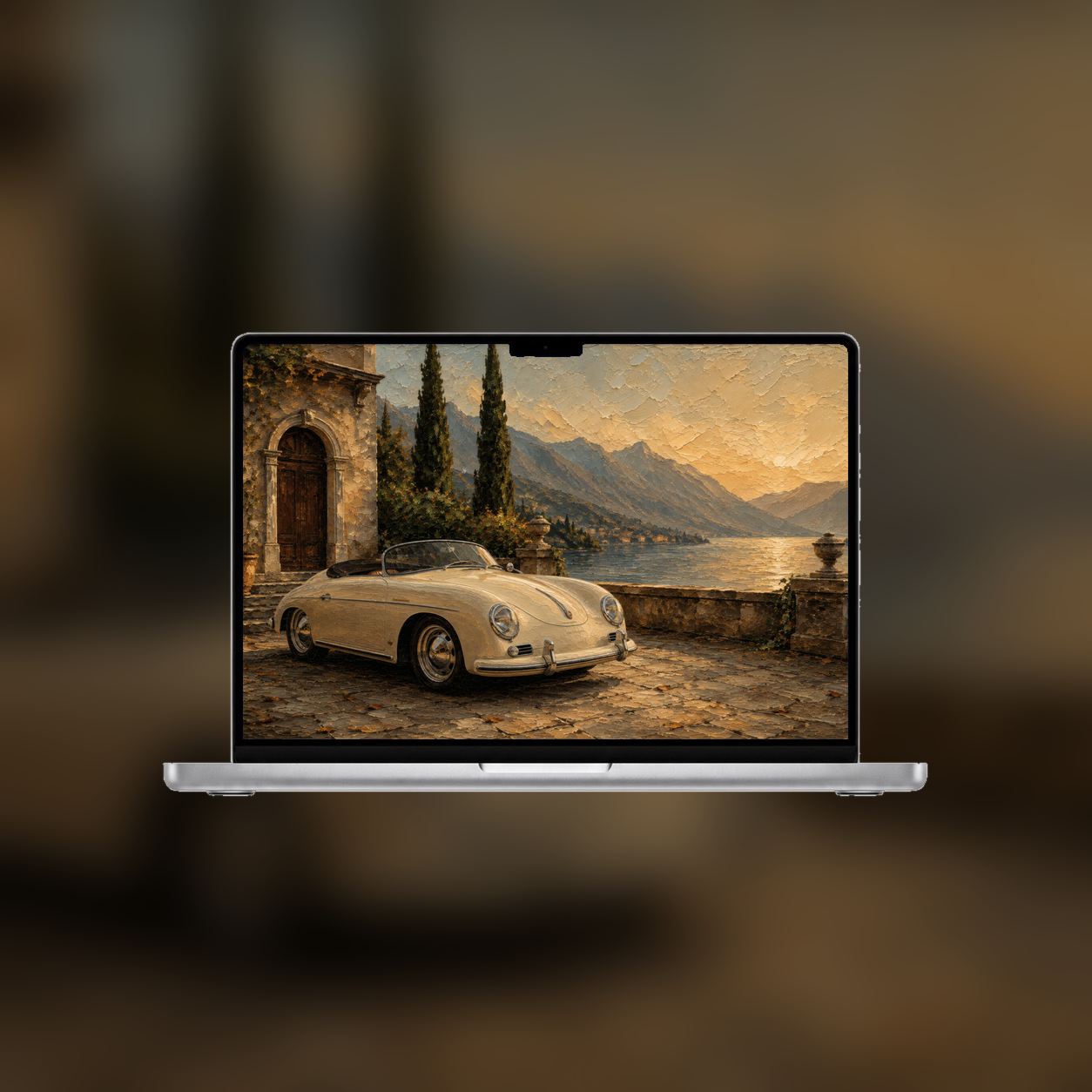 356 Speedster wallpaper displayed on a MacBook