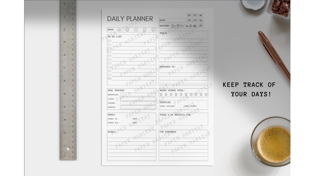 Minimal Daily Planner Printable PDF – A4 & US Letter – 2 Color Versions ...