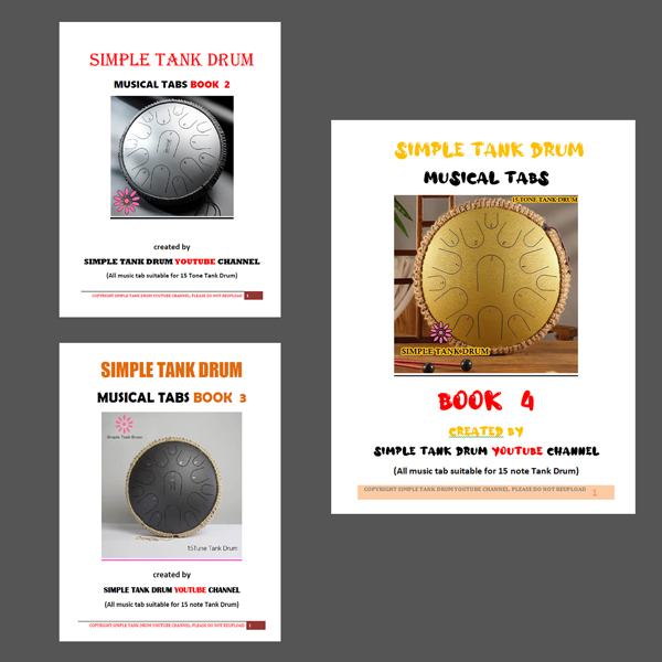 Steel Tongue Drum Musical Tabs Vol. 2, Vol.3 and Vol.4