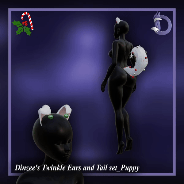 Dinzee's Twinkle Ears and Tail set - Puppy - Christmas 2025 (Gumroad)
