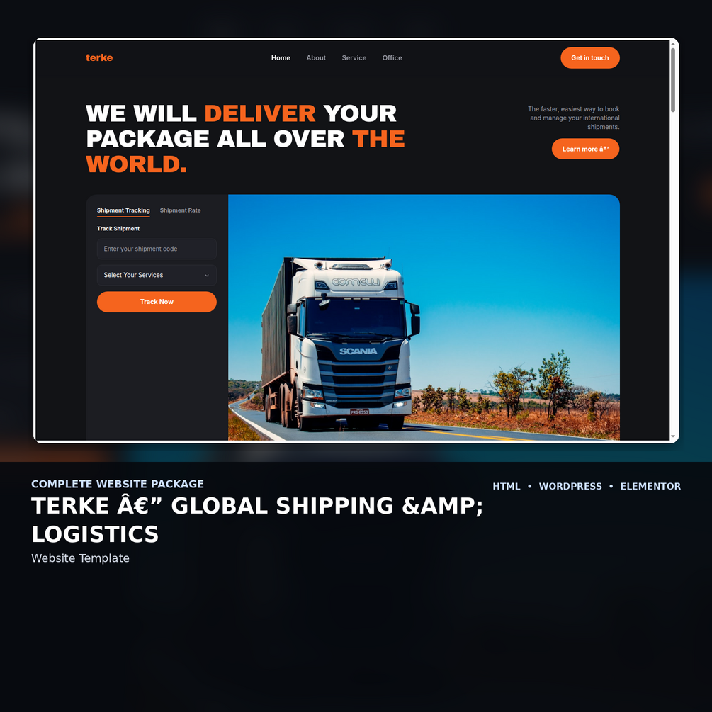 Mobile first screen of the Terke website