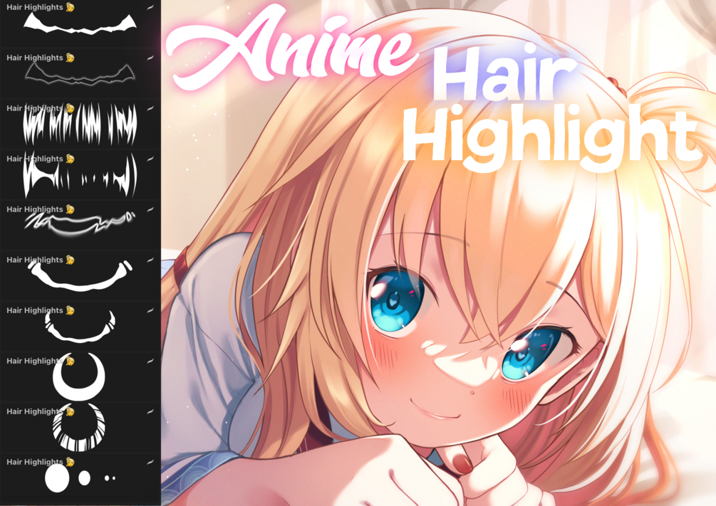 Anime Hair highlights brush pack for procreate! by ~Attki~