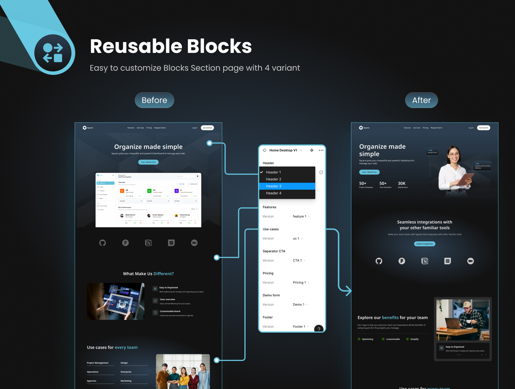 Landing Page Template & UI Kit for Productvity Software