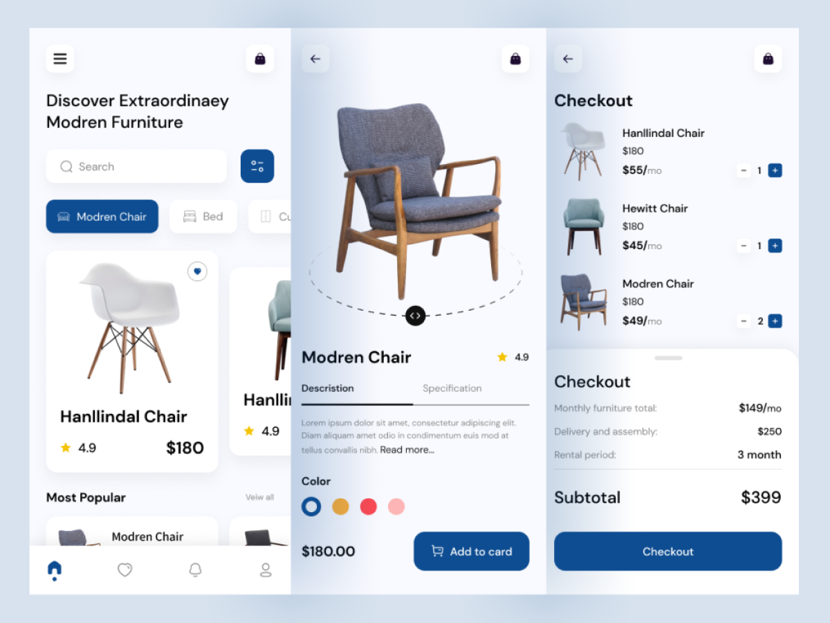Discover Furniture Mobile App UX UI Design