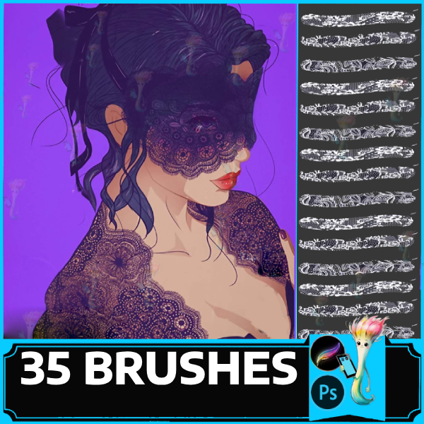 Procreate Lace brushes, photoshop Lace brushes, Lace Brush, Brushes Lace, Procreate Fishnet by best procreate brushes