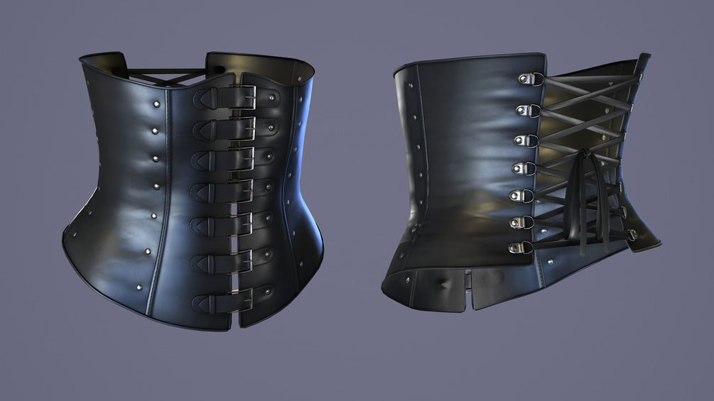 Goth Leather Corset 3D model for virtual avatars