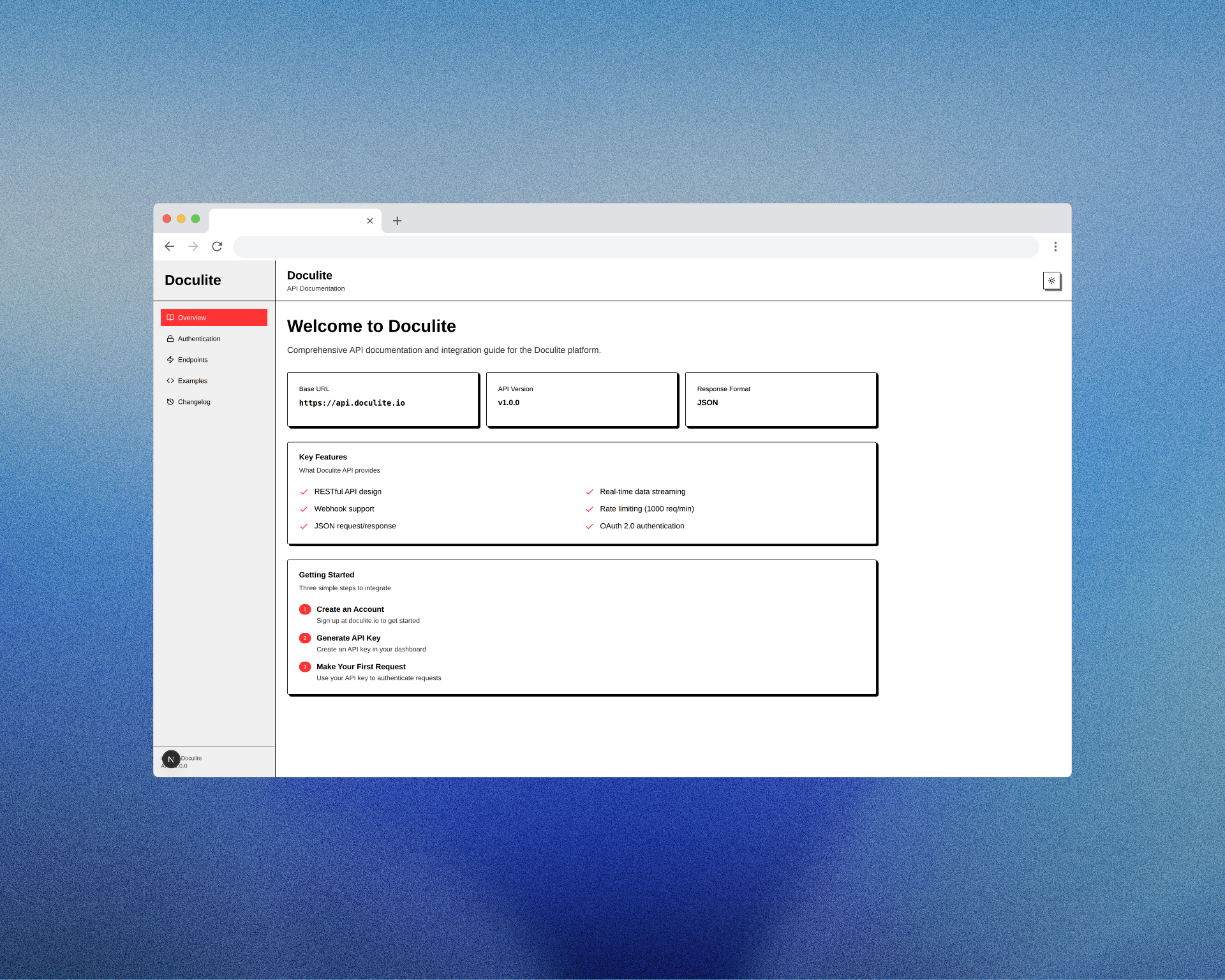 Doculite — API Documentation Website Template