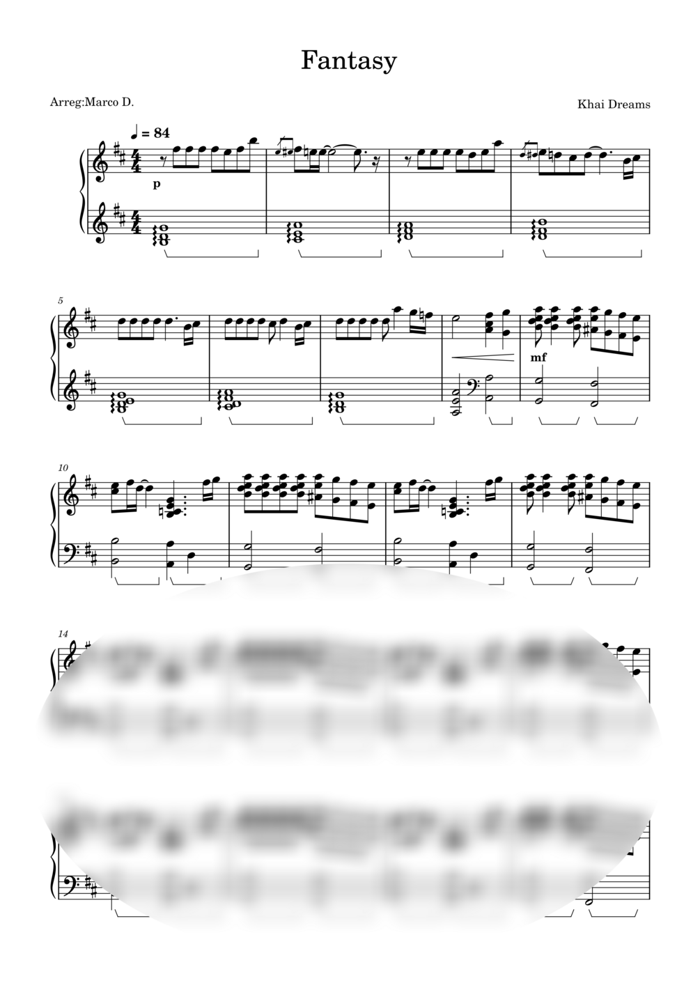 Fantasy Khai Dreams SHEET + MIDI