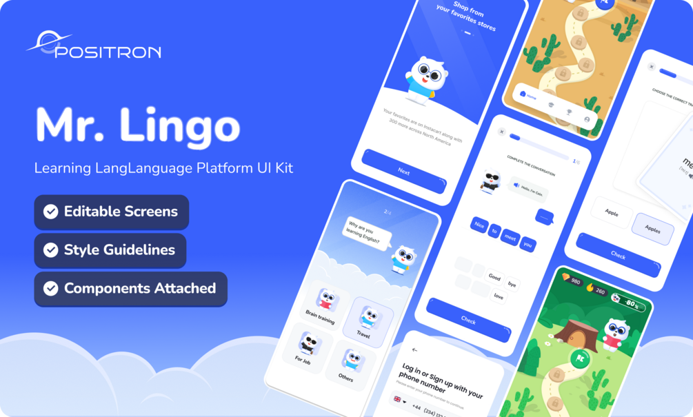 Mr. Lingo - Gamified Language Learning App UI Kit