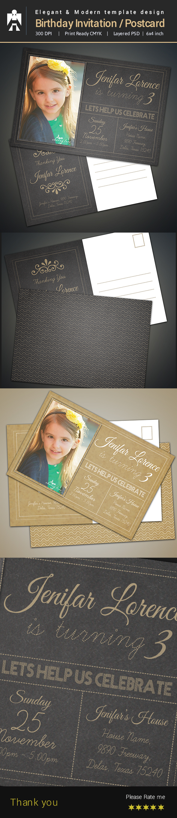 Birthday Invitation / Postcard Template