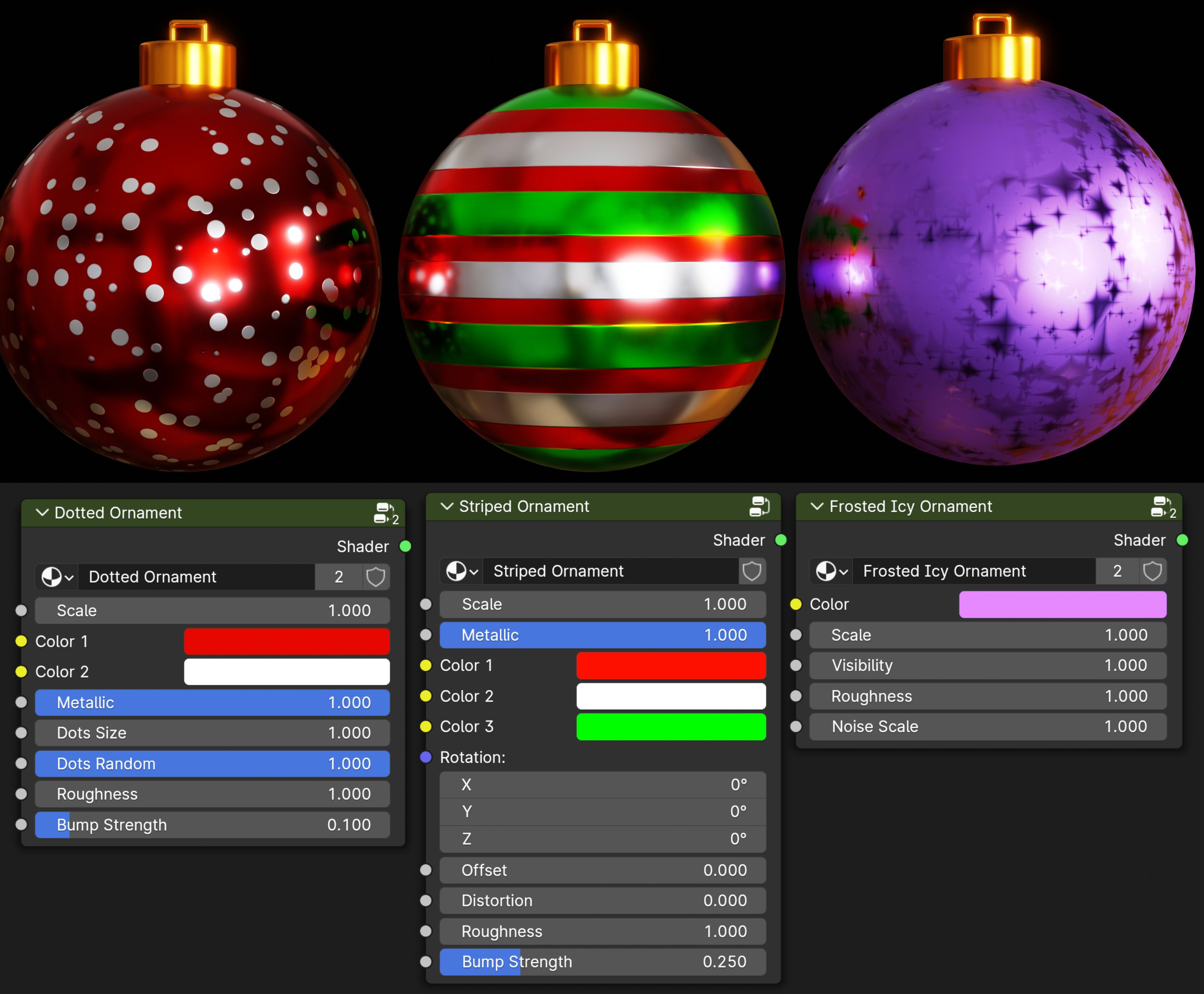 3 Procedural Christmas Ornament Materials 🎄