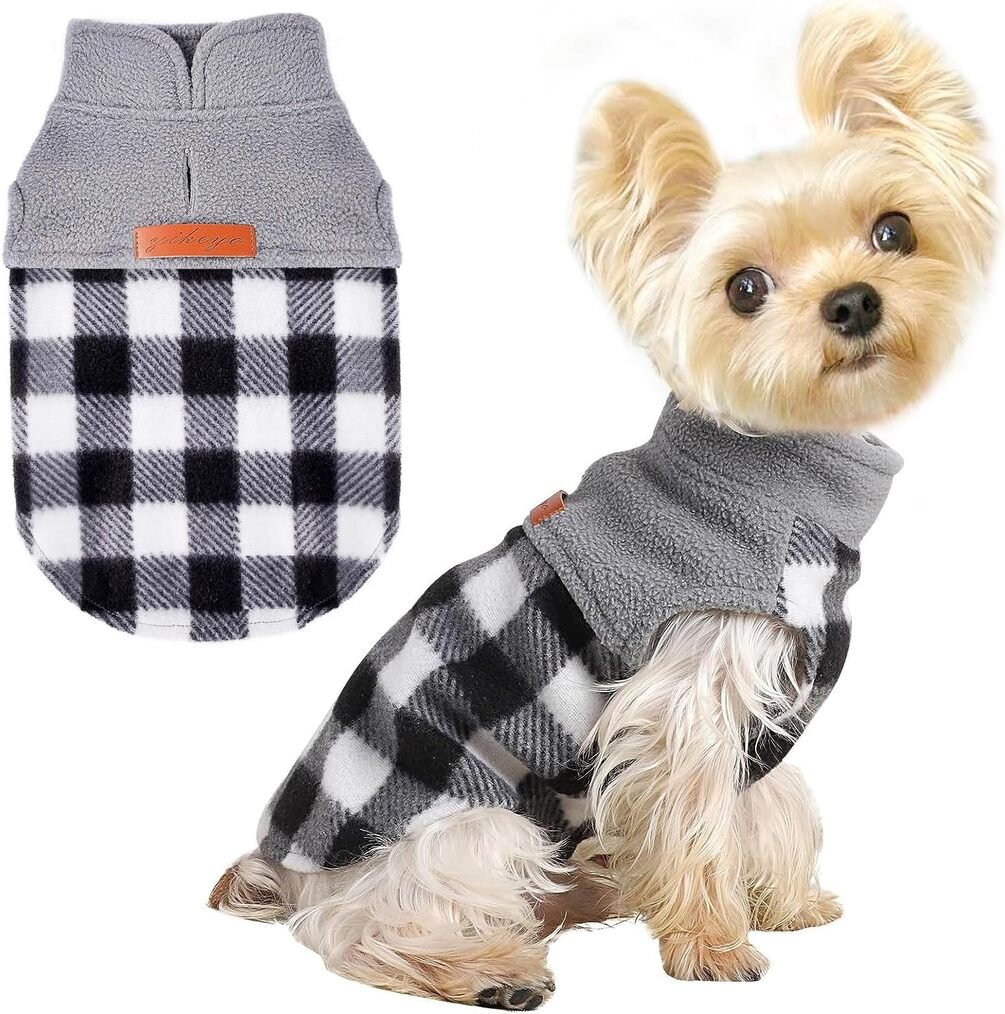Dog Winter Clothes Fleece Plaid Dog Vest for Winter Warm Soft Sweater