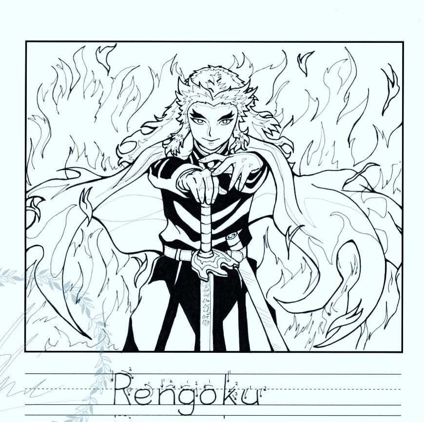 Sketch Rengoku Kimetsu No Yaiba, Demon Slayer.