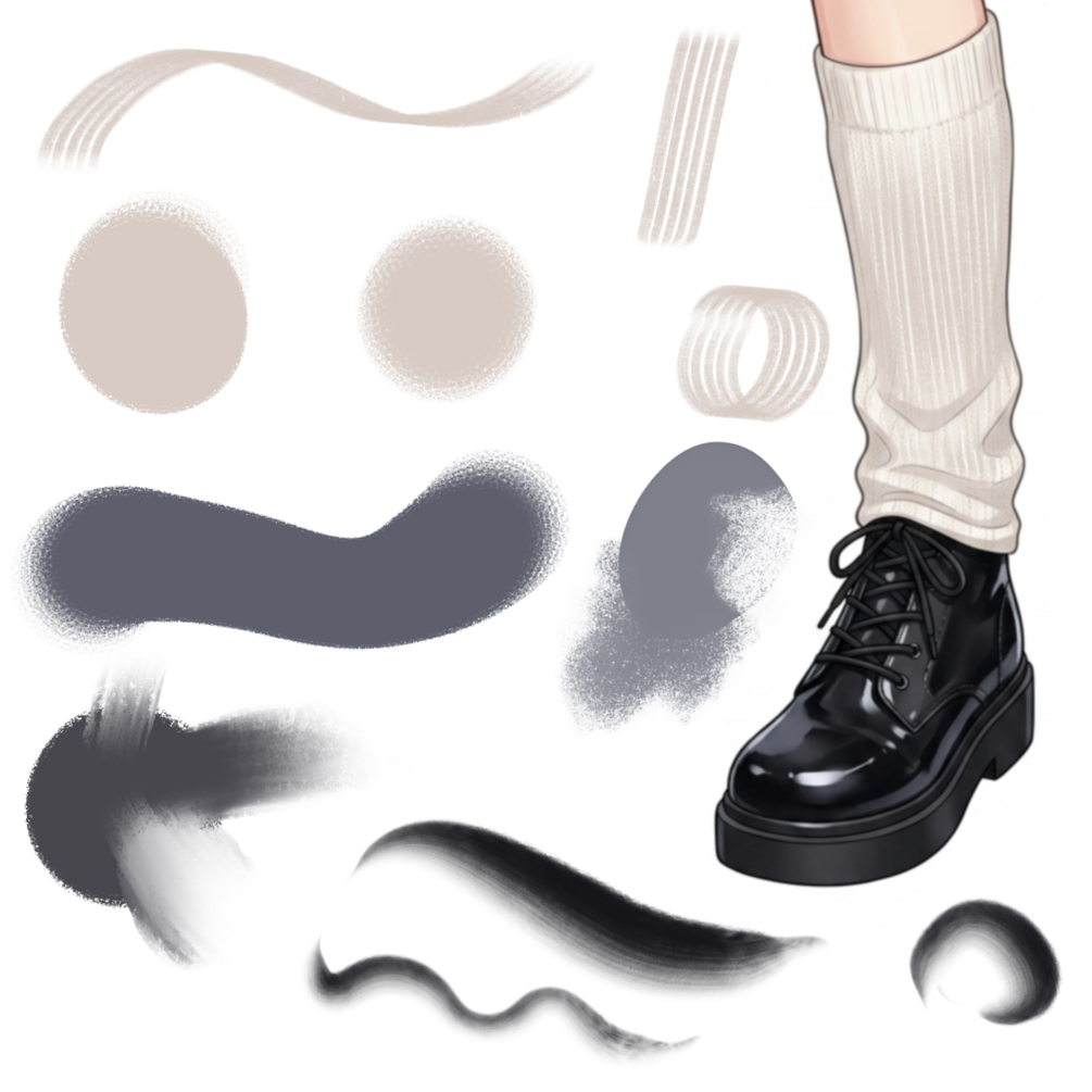 Procreate brush stroke and clothing fold example