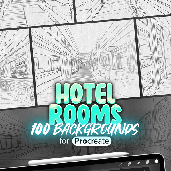 100 Procreate Hotel Rooms Backgrounds Collection by ProCreativeBreeze
