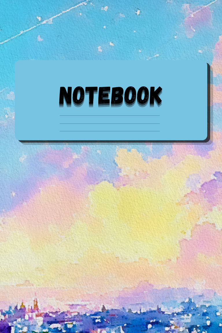 Pastel Sky Notebook – 200 Lined Pages Journal with Aesthetic Watercolor Cover