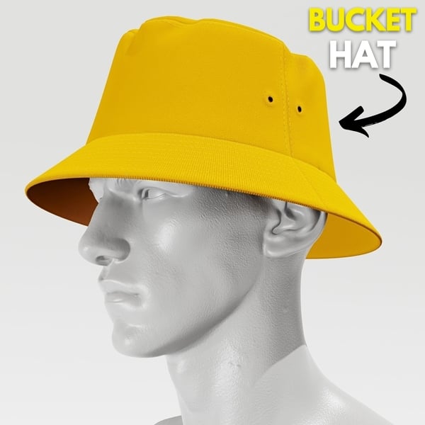 Bucket Hat - Yellow PBR 4K Low Poly | WOLVES STUDIO