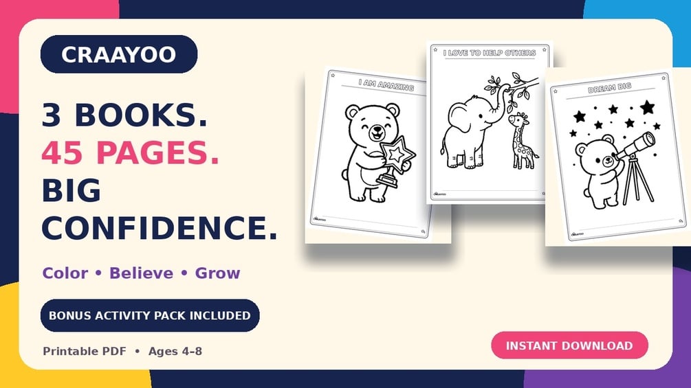 Inside CRAAYOO positive affirmation coloring pages